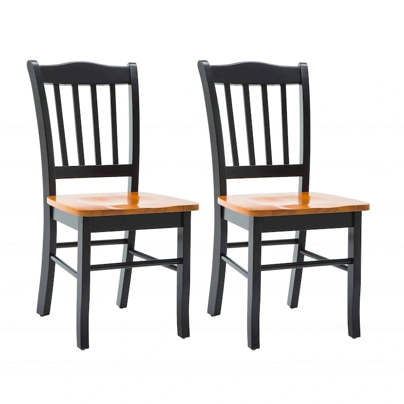 Rubberwood Dining Chairs - Set of 2 - Walnut/Oak/Black Finish