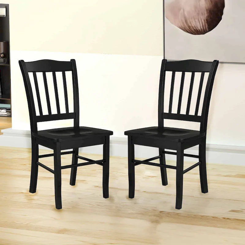 Rubberwood Dining Chairs - Set of 2 - Walnut/Oak/Black Finish