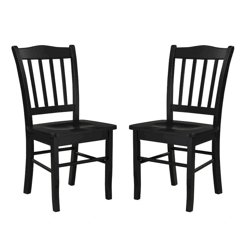 Rubberwood Dining Chairs - Set of 2 - Walnut/Oak/Black Finish