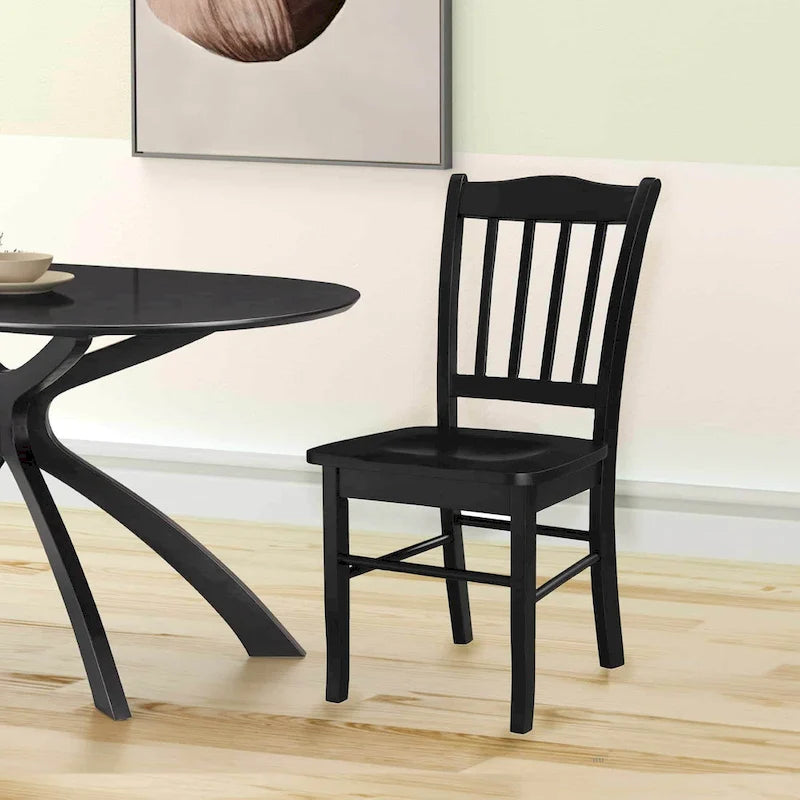 Rubberwood Dining Chairs - Set of 2 - Walnut/Oak/Black Finish