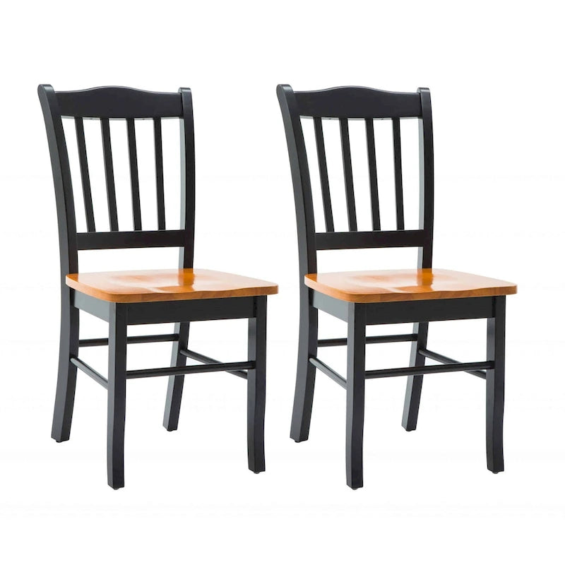 Rubberwood Dining Chairs - Set of 2 - Walnut/Oak/Black Finish