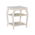 Wooden farmhouse-style side table with two shelves.