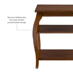 Wooden farmhouse-style side table with two shelves.