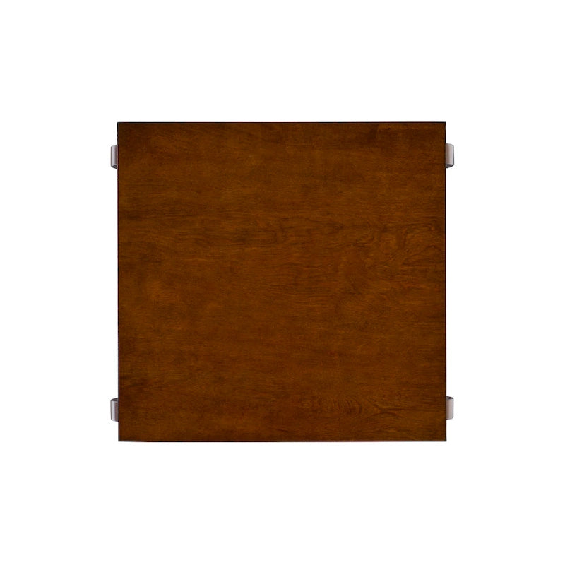 Wooden farmhouse-style side table with two shelves.