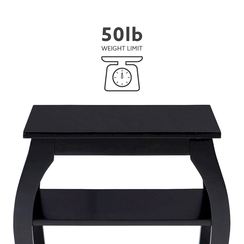 Wooden farmhouse-style side table with two shelves.