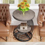 Round End Table, 2 Tiers Side Table for Living Room Bedroom