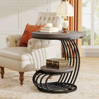 Round End Table, 2 Tiers Side Table for Living Room Bedroom