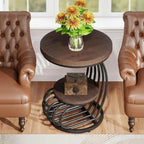 Round End Table, 2 Tiers Side Table for Living Room Bedroom