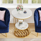 Round End Table, 2 Tiers Side Table for Living Room Bedroom