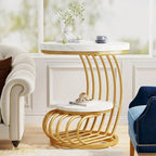 Round End Table, 2 Tiers Side Table for Living Room Bedroom