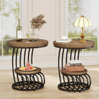 Round End Table, 2 Tiers Side Table for Living Room Bedroom