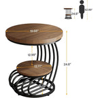 Round End Table, 2 Tiers Side Table for Living Room Bedroom