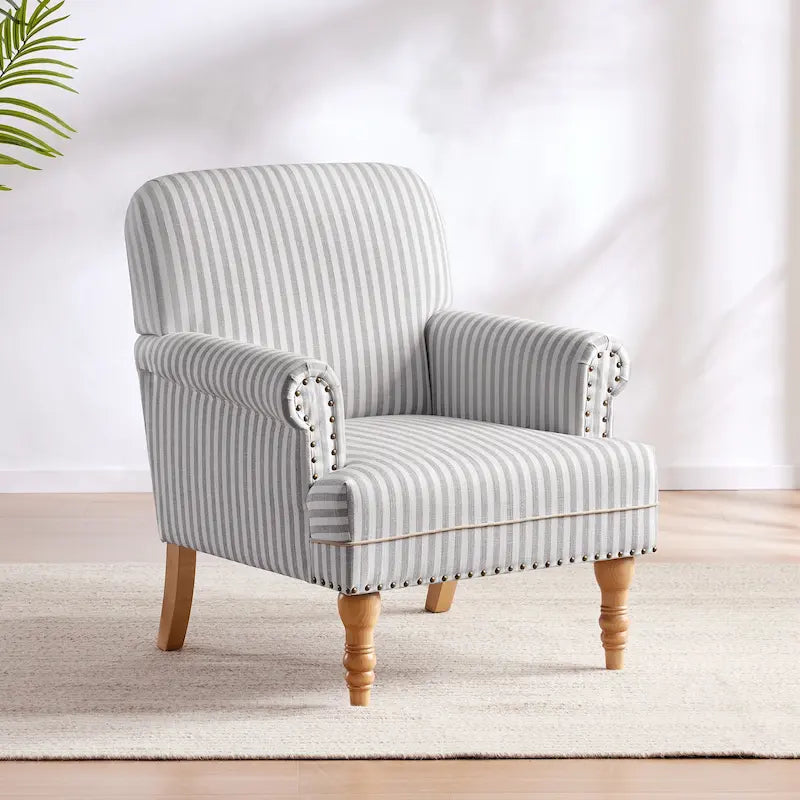 Upholstered Accent Sofa Linen Club Chair with Legs for Living Room