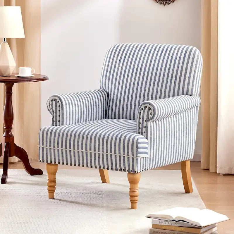 Upholstered Accent Sofa Linen Club Chair with Legs for Living Room