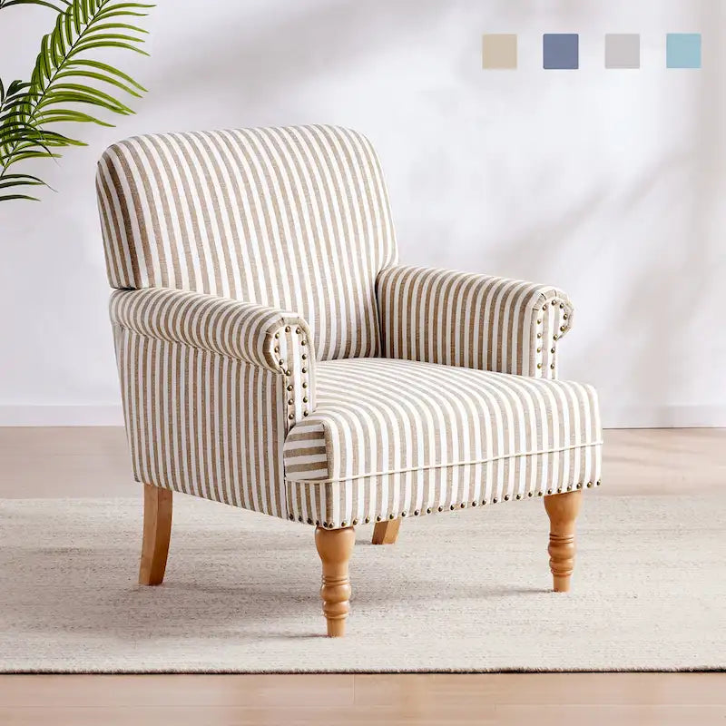Upholstered Accent Sofa Linen Club Chair with Legs for Living Room