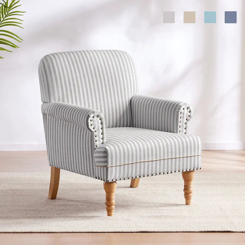 Upholstered Accent Sofa Linen Club Chair with Legs for Living Room