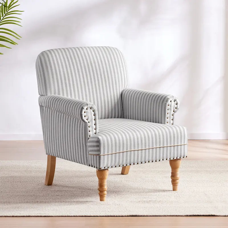 Upholstered Accent Sofa Linen Club Chair with Legs for Living Room