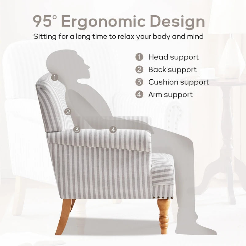 Upholstered Accent Sofa Linen Club Chair with Legs for Living Room