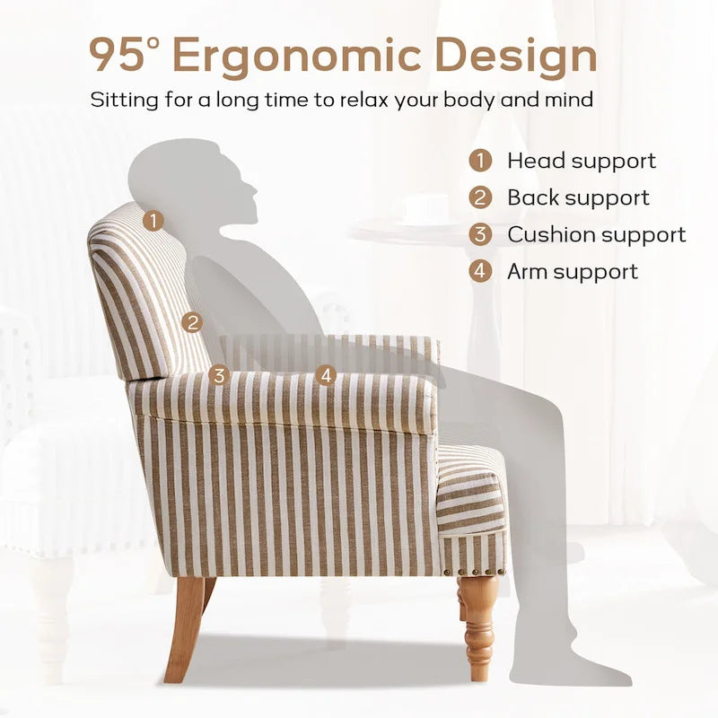 Upholstered Accent Sofa Linen Club Chair with Legs for Living Room