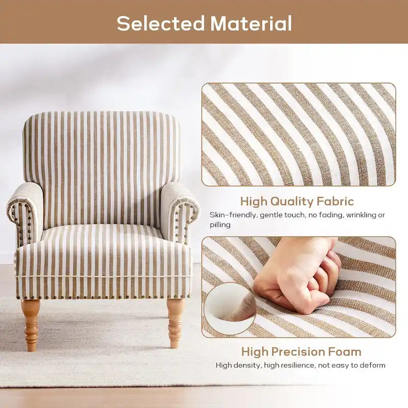 Upholstered Accent Sofa Linen Club Chair with Legs for Living Room