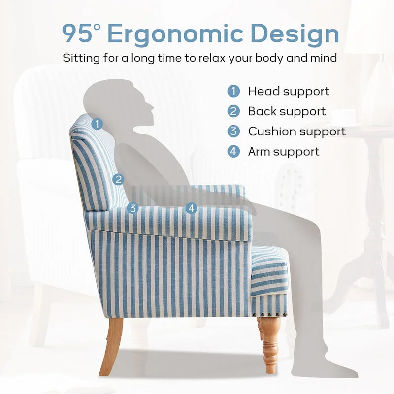 Upholstered Accent Sofa Linen Club Chair with Legs for Living Room