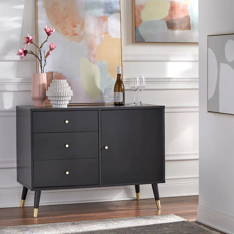 3-Drawer Mid-Century Buffet - Wood Finish