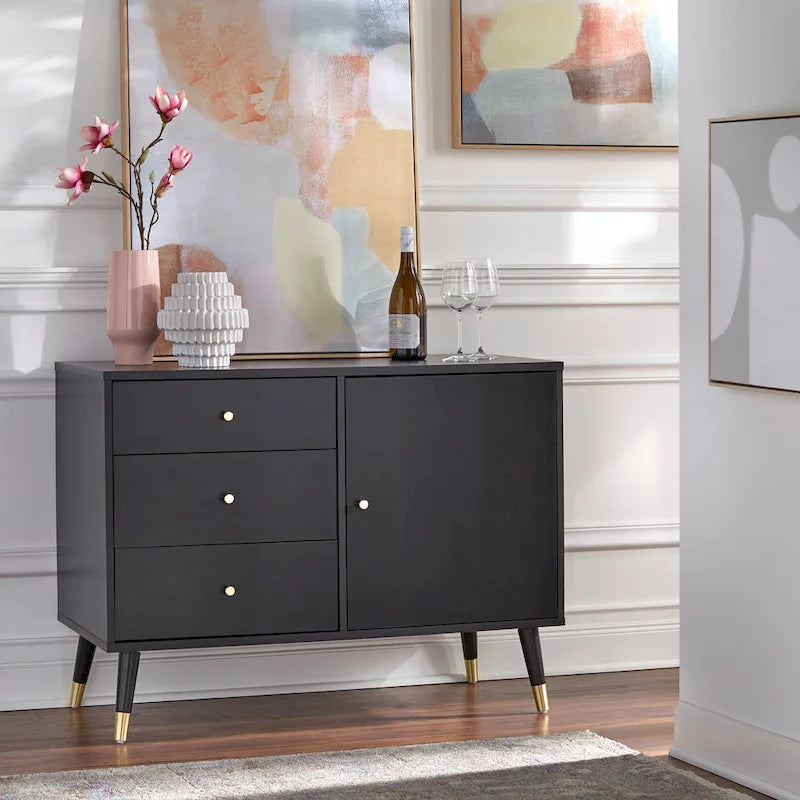 3-Drawer Mid-Century Buffet - Wood Finish