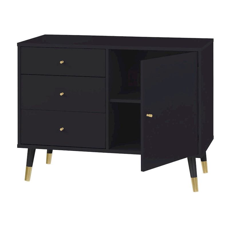 3-Drawer Mid-Century Buffet - Wood Finish