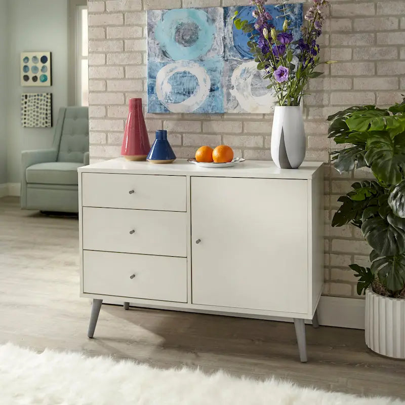 3-Drawer Mid-Century Buffet - Wood Finish