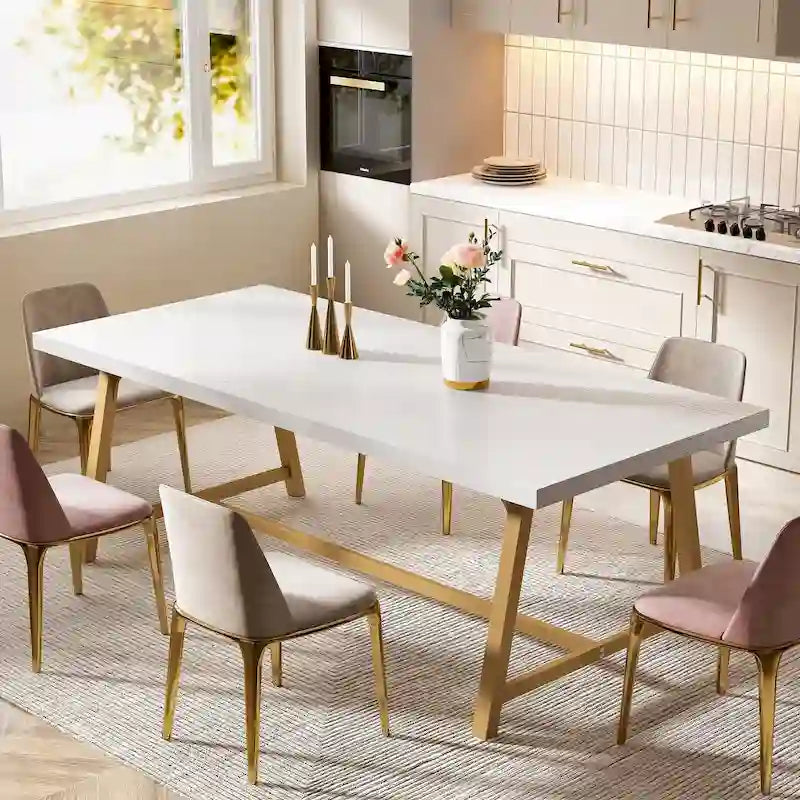 Dining Table for 8 People, 70.87-inch Rectangular Wood Kitchen Table
