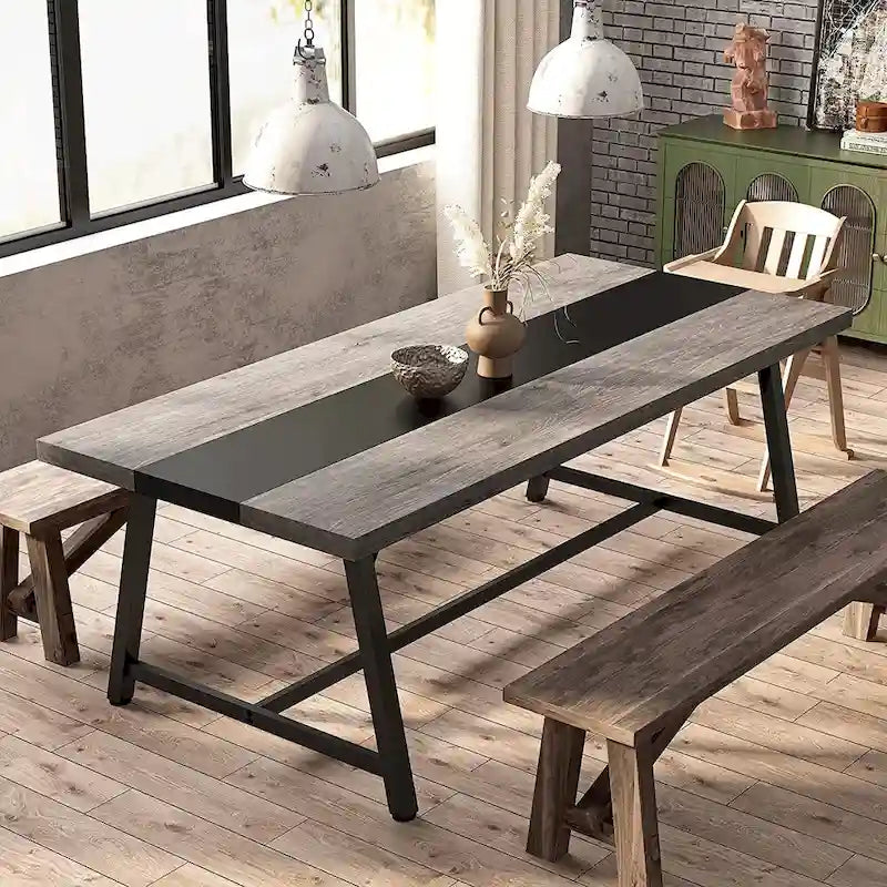 Dining Table for 8 People, 70.87-inch Rectangular Wood Kitchen Table