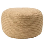 Natural Round Polyester Pouf Ottoman - 18x18x12 Inch Indoor/Outdoor