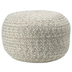 Natural Round Polyester Pouf Ottoman - 18x18x12 Inch Indoor/Outdoor