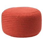 Natural Round Polyester Pouf Ottoman - 18x18x12 Inch Indoor/Outdoor