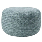 Natural Round Polyester Pouf Ottoman - 18x18x12 Inch Indoor/Outdoor