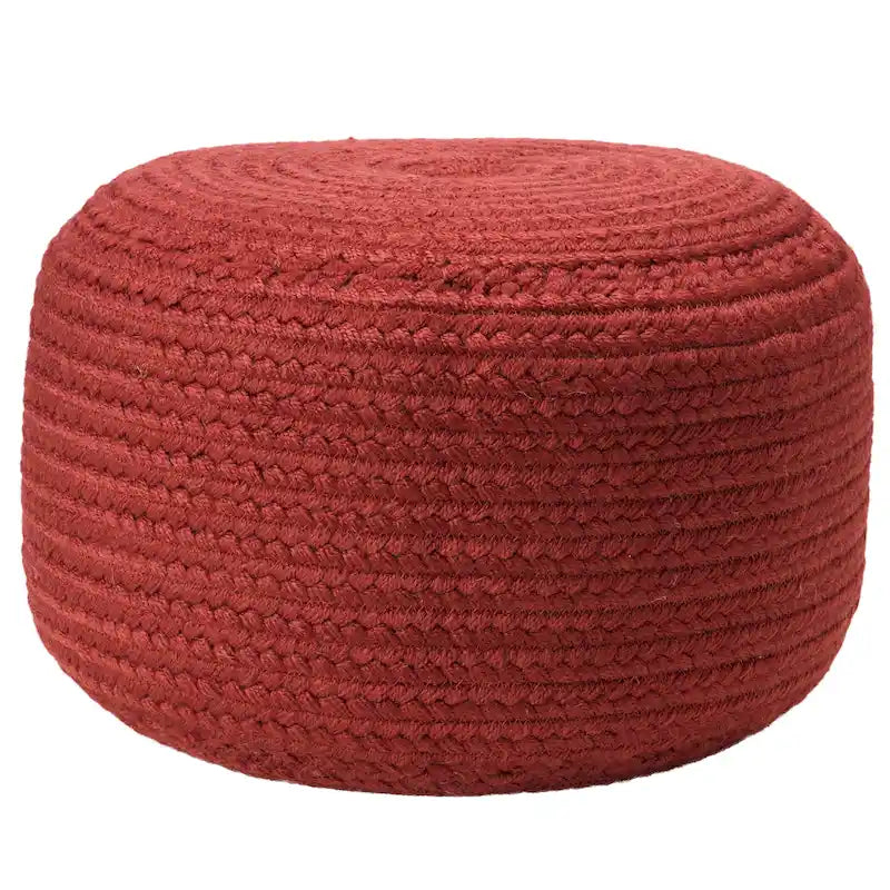 Natural Round Polyester Pouf Ottoman - 18x18x12 Inch Indoor/Outdoor