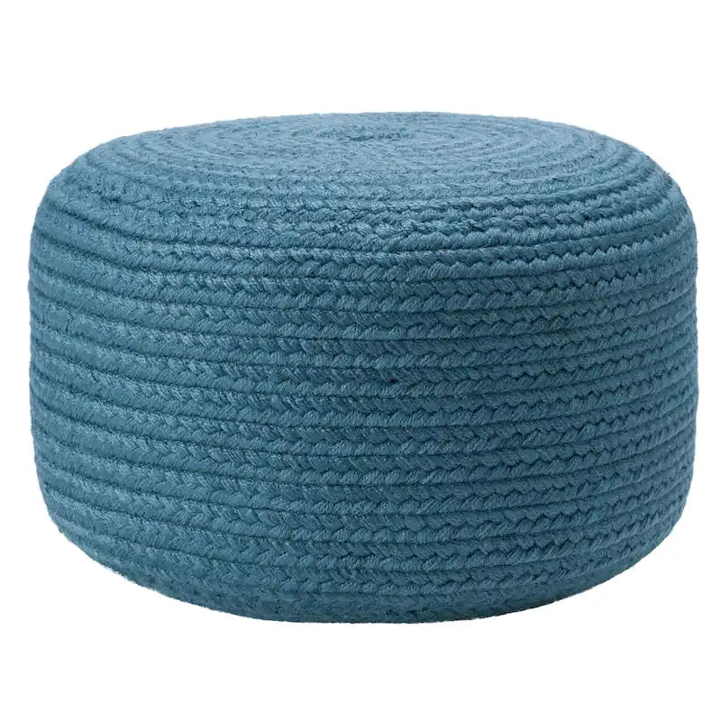 Natural Round Polyester Pouf Ottoman - 18x18x12 Inch Indoor/Outdoor