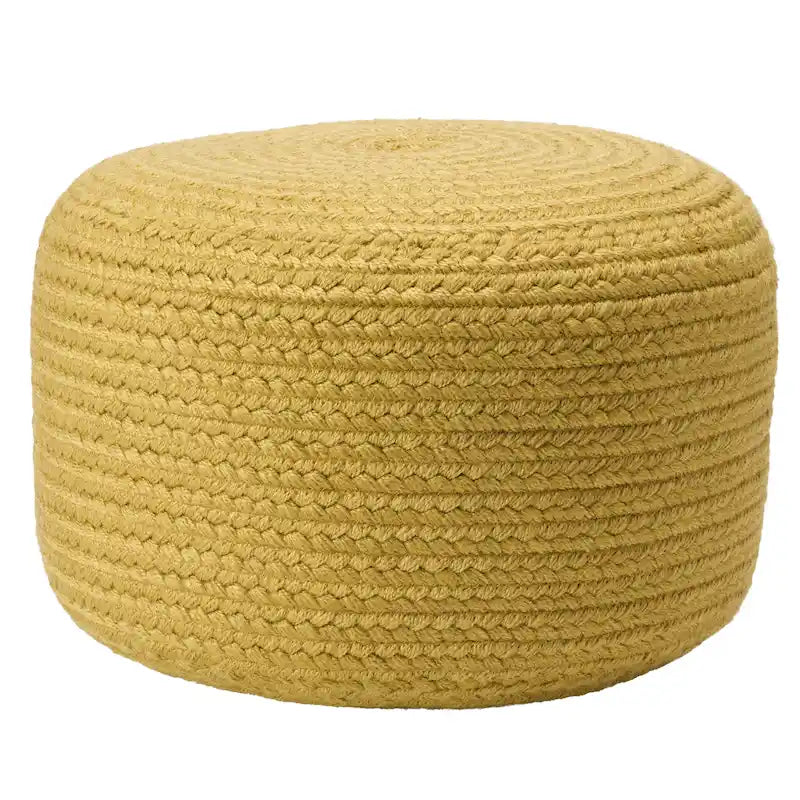 Natural Round Polyester Pouf Ottoman - 18x18x12 Inch Indoor/Outdoor