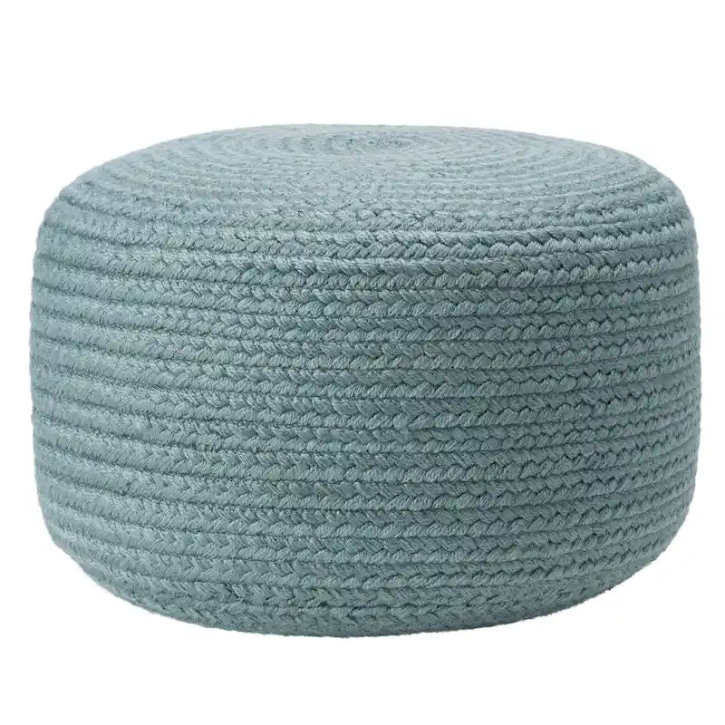 Natural Round Polyester Pouf Ottoman - 18x18x12 Inch Indoor/Outdoor