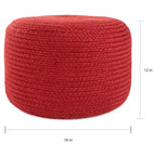 Natural Round Polyester Pouf Ottoman - 18x18x12 Inch Indoor/Outdoor