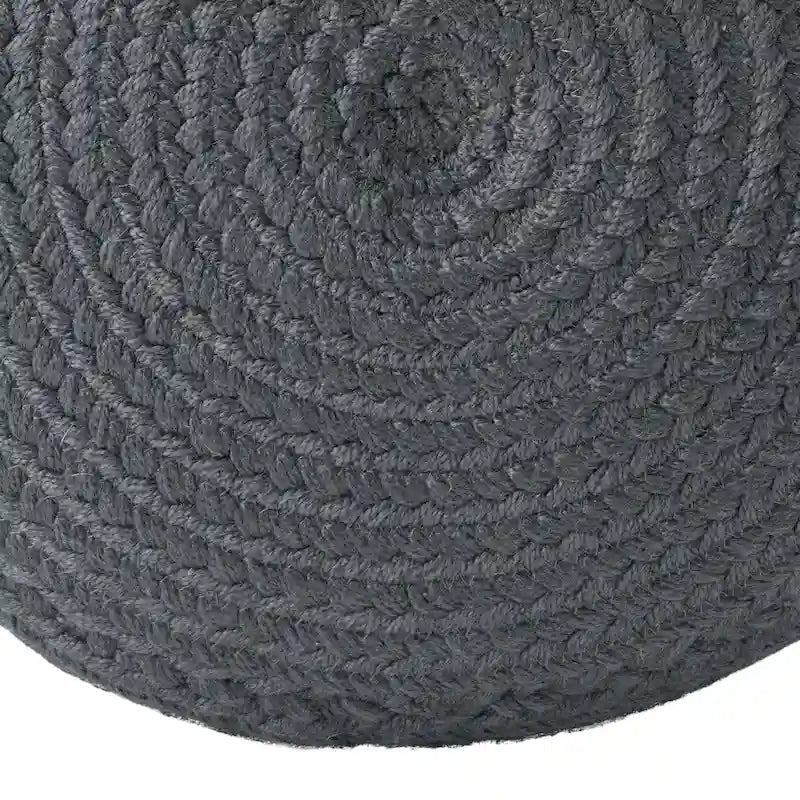Natural Round Polyester Pouf Ottoman - 18x18x12 Inch Indoor/Outdoor