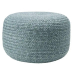 Natural Round Polyester Pouf Ottoman - 18x18x12 Inch Indoor/Outdoor