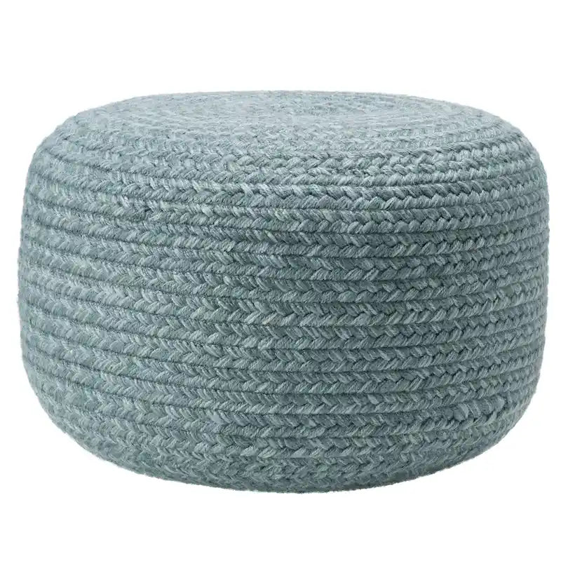 Natural Round Polyester Pouf Ottoman - 18x18x12 Inch Indoor/Outdoor