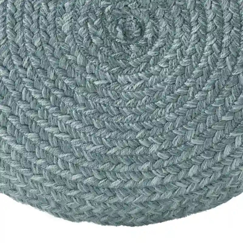 Natural Round Polyester Pouf Ottoman - 18x18x12 Inch Indoor/Outdoor