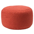 Natural Round Polyester Pouf Ottoman - 18x18x12 Inch Indoor/Outdoor