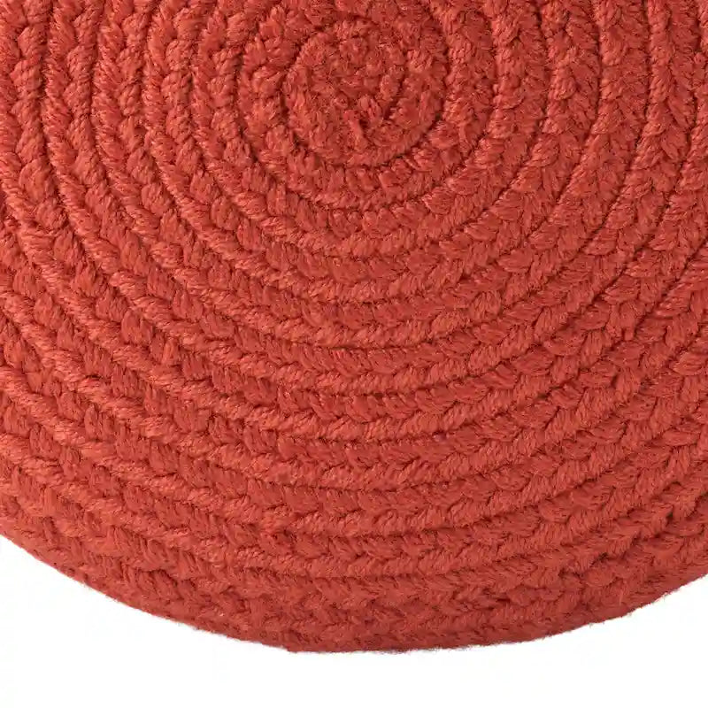 Natural Round Polyester Pouf Ottoman - 18x18x12 Inch Indoor/Outdoor