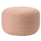 Natural Round Polyester Pouf Ottoman - 18x18x12 Inch Indoor/Outdoor