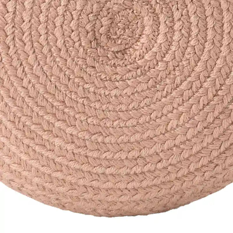 Natural Round Polyester Pouf Ottoman - 18x18x12 Inch Indoor/Outdoor