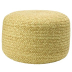 Natural Round Polyester Pouf Ottoman - 18x18x12 Inch Indoor/Outdoor