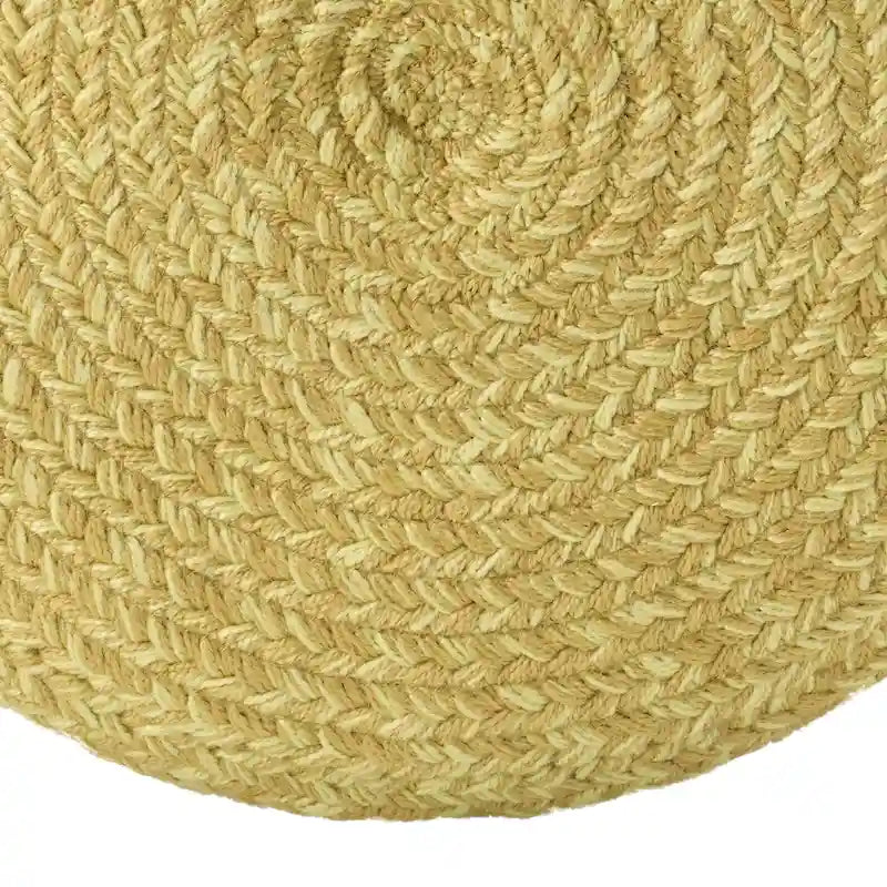 Natural Round Polyester Pouf Ottoman - 18x18x12 Inch Indoor/Outdoor